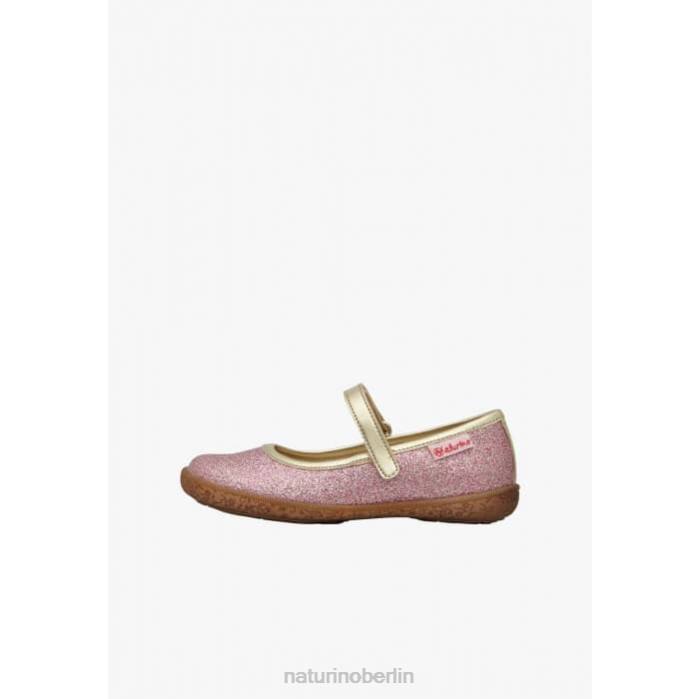 de Naturino Kinder pavia Glitzer-Ballerinas mit Riemen Rosa-Platin 822X526