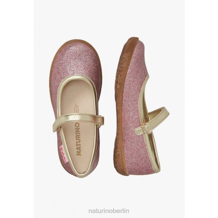 de Naturino Kinder pavia Glitzer-Ballerinas mit Riemen Rosa-Platin 822X526