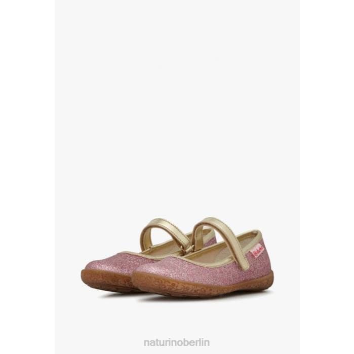 de Naturino Kinder pavia Glitzer-Ballerinas mit Riemen Rosa-Platin 822X526