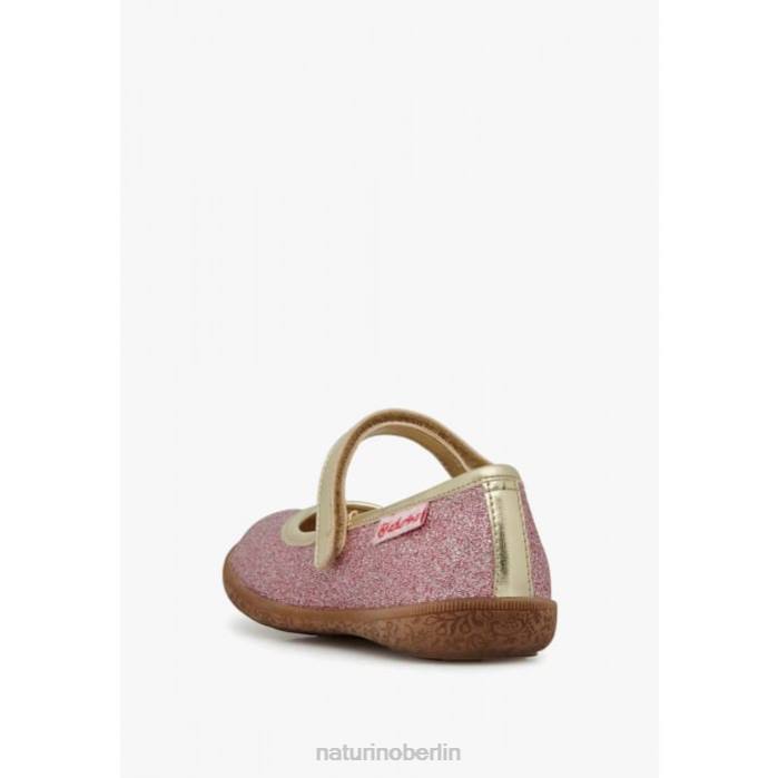 de Naturino Kinder pavia Glitzer-Ballerinas mit Riemen Rosa-Platin 822X526