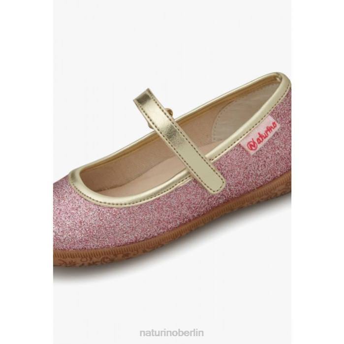 de Naturino Kinder pavia Glitzer-Ballerinas mit Riemen Rosa-Platin 822X526