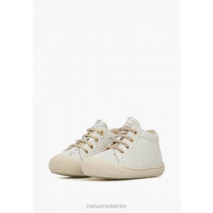 de Naturino Kinder Kokon Erste-Schritte-Schuhe aus Wildleder Weiß-Platin 822X243