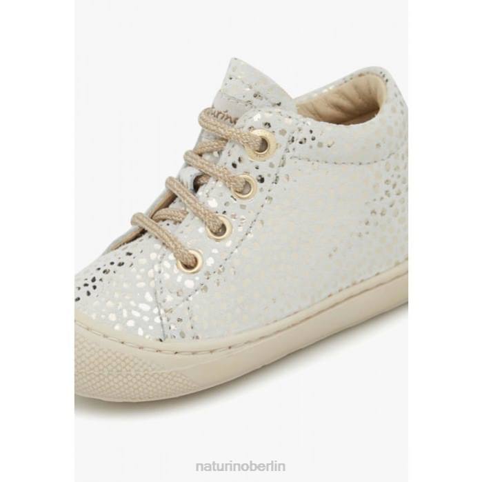 de Naturino Kinder Kokon Erste-Schritte-Schuhe aus Wildleder Weiß-Platin 822X243