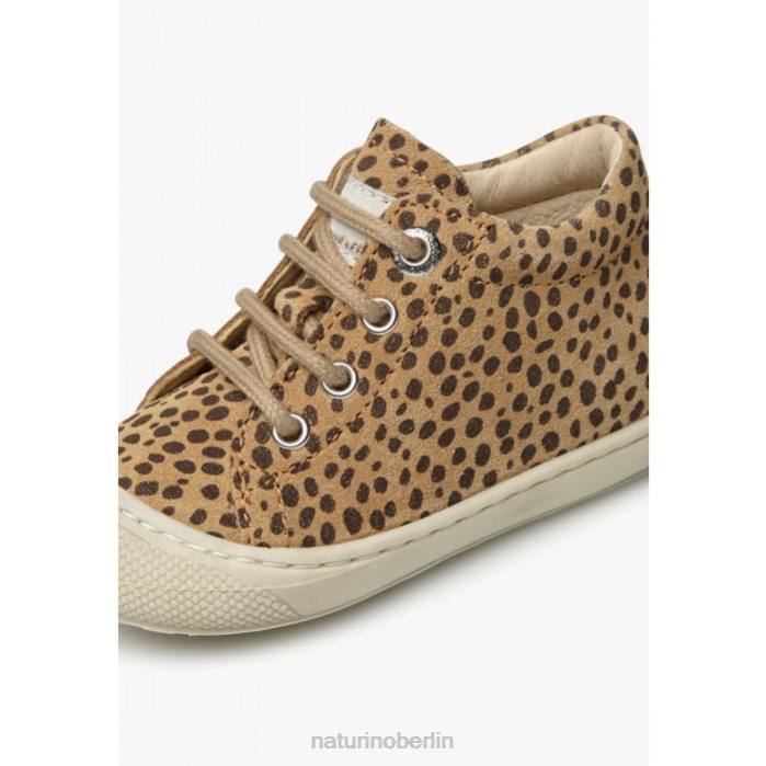 de Naturino Kinder Kokon Erste-Schritte-Schuhe aus Wildleder mit Pony-Print beige-schwarz 822X91