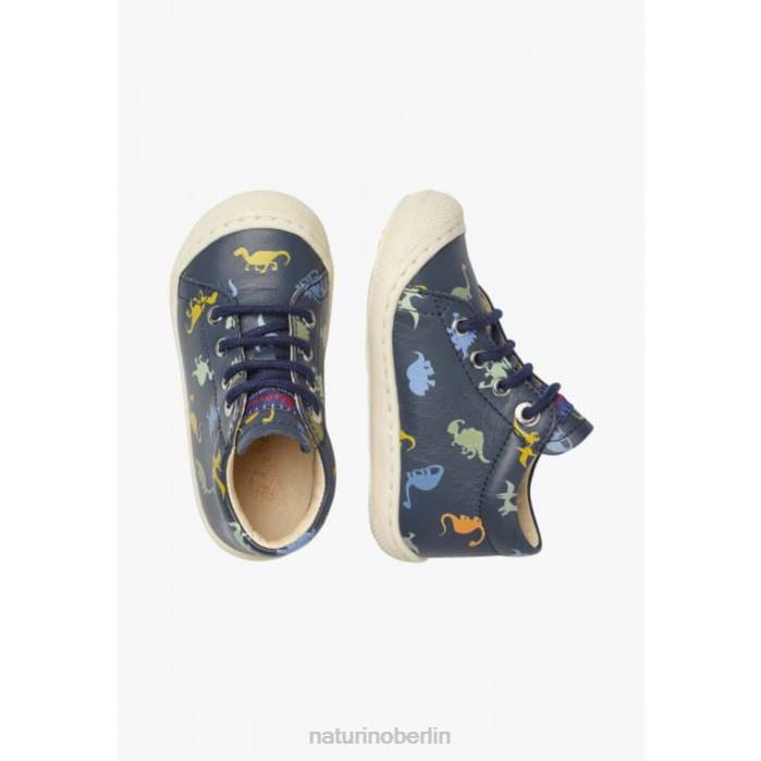 de Naturino Kinder Kokon Lauflernschuhe aus Leder mit Dinosaurier-Print Blau 822X69