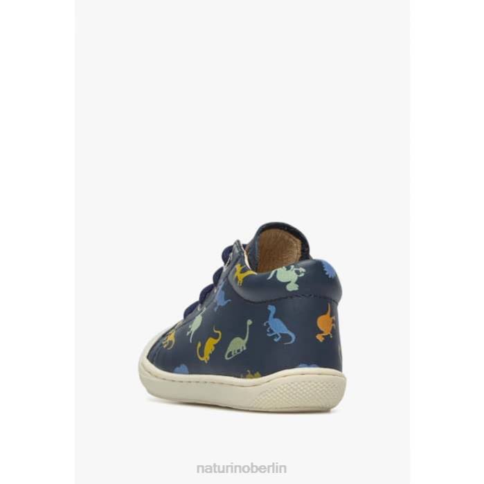de Naturino Kinder Kokon Lauflernschuhe aus Leder mit Dinosaurier-Print Blau 822X69