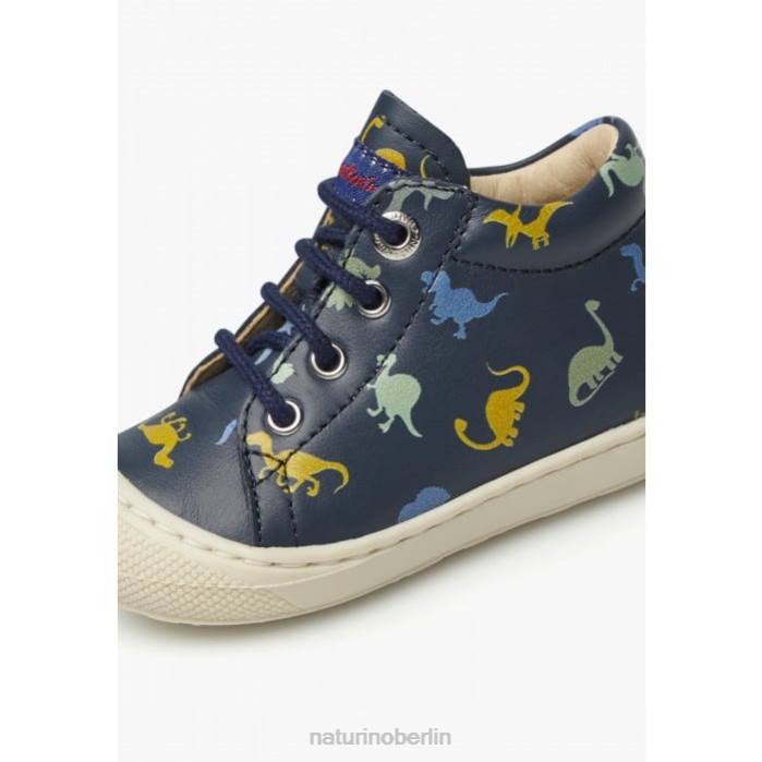 de Naturino Kinder Kokon Lauflernschuhe aus Leder mit Dinosaurier-Print Blau 822X69