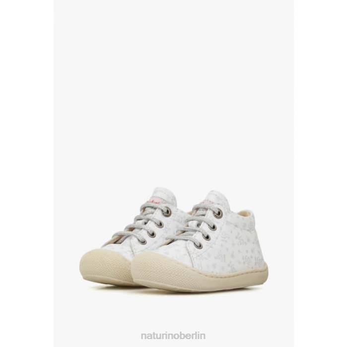 de Naturino Kinder Kokon Lauflernschuhe aus Leder mit Rosenprint Weißsilber 822X83