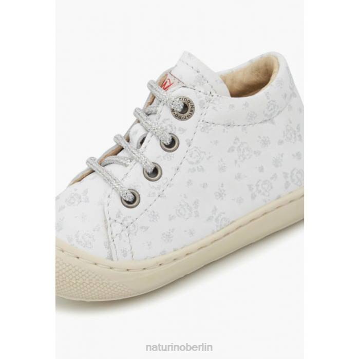 de Naturino Kinder Kokon Lauflernschuhe aus Leder mit Rosenprint Weißsilber 822X83