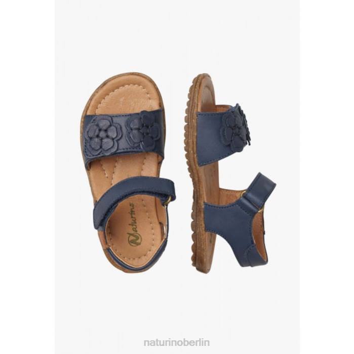 de Naturino Kinder Begonie Sandalen aus Nappaleder mit applizierten Blumen Marine 822X334