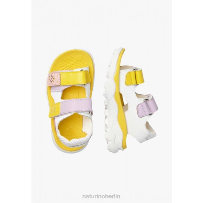 de Naturino Kinder Gaho Junior Aktive Sandalen aus Kunstleder weiß-gelb-rosa 822X29