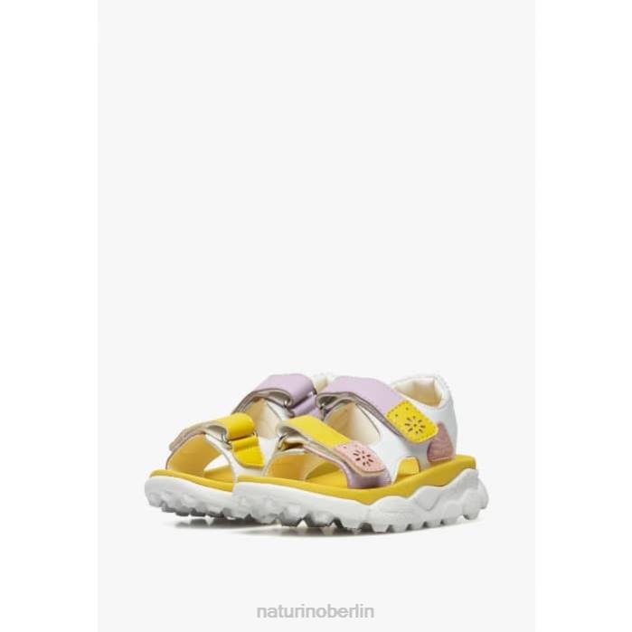 de Naturino Kinder Gaho Junior Aktive Sandalen aus Kunstleder weiß-gelb-rosa 822X29