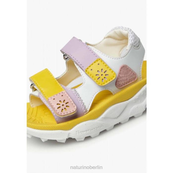 de Naturino Kinder Gaho Junior Aktive Sandalen aus Kunstleder weiß-gelb-rosa 822X29