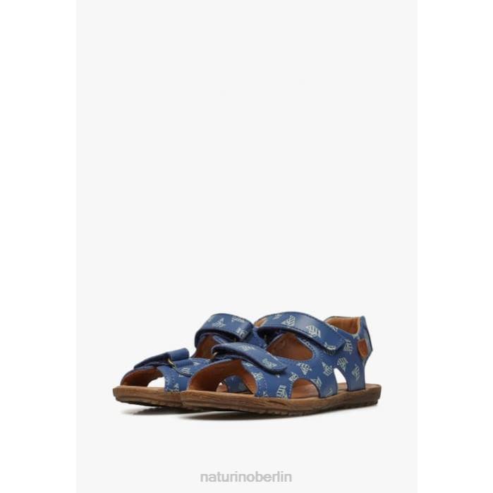 de Naturino Kinder Himmel Sandalen aus Nappaleder mit Bootsprint hellblau 822X228