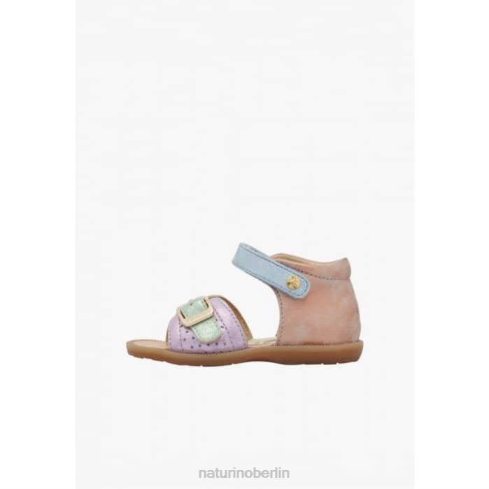 de Naturino Kinder Jead Sandalen aus Leder und Wildleder rosa-hellblau-grün 822X245