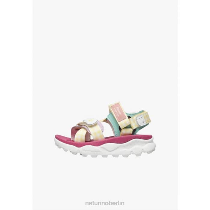 de Naturino Kinder Nazca 2 Junior Aktive Sandalen aus Kunstleder und Stoff gelb-rosa 822X26