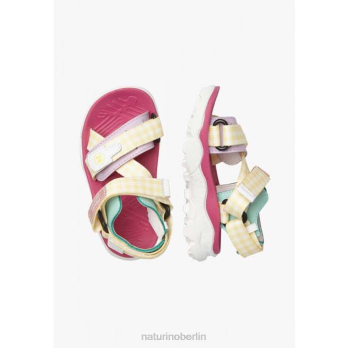 de Naturino Kinder Nazca 2 Junior Aktive Sandalen aus Kunstleder und Stoff gelb-rosa 822X26