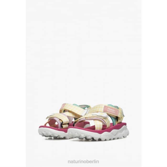 de Naturino Kinder Nazca 2 Junior Aktive Sandalen aus Kunstleder und Stoff gelb-rosa 822X26
