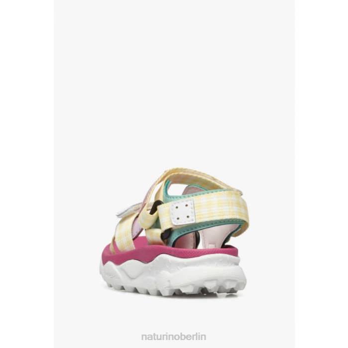 de Naturino Kinder Nazca 2 Junior Aktive Sandalen aus Kunstleder und Stoff gelb-rosa 822X26