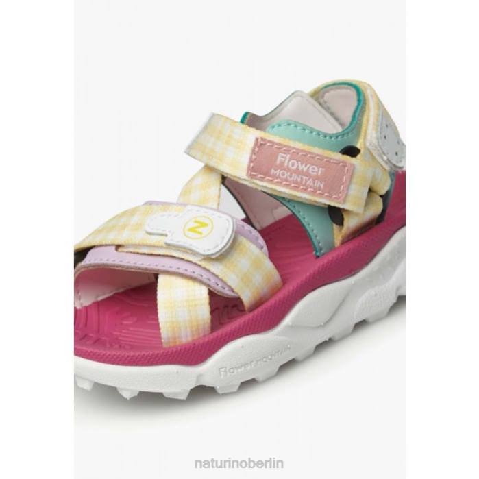 de Naturino Kinder Nazca 2 Junior Aktive Sandalen aus Kunstleder und Stoff gelb-rosa 822X26