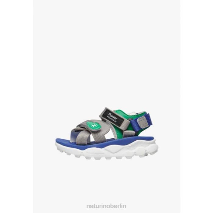 de Naturino Kinder Nazca 2 Junior Aktive Sandalen aus Kunstleder und Stoff grau Grün 822X25