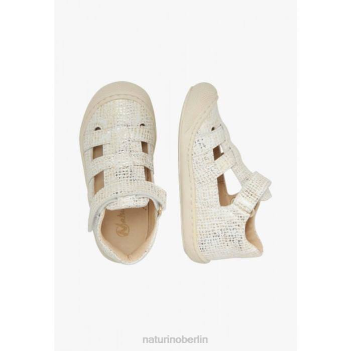 de Naturino Kinder bede Halboffene Sandalen aus laminiertem Leder Weiss 822X350