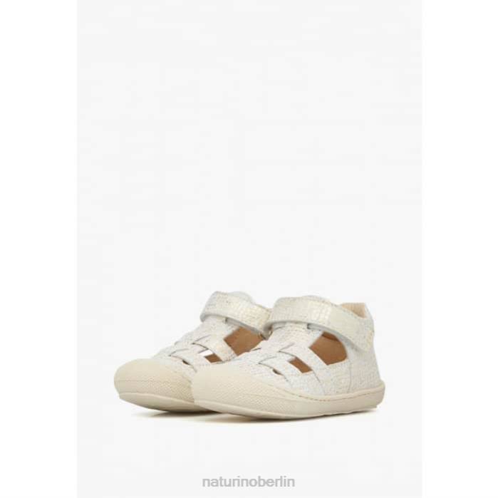 de Naturino Kinder bede Halboffene Sandalen aus laminiertem Leder Weiss 822X350
