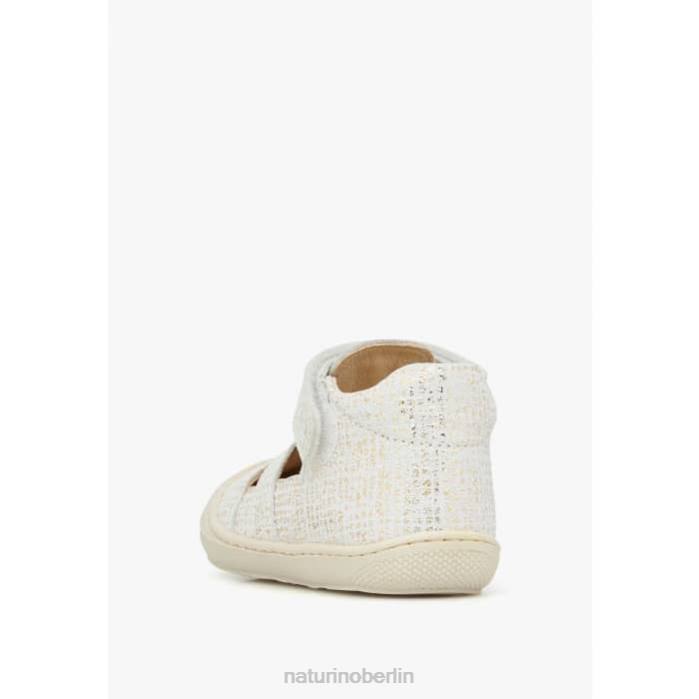 de Naturino Kinder bede Halboffene Sandalen aus laminiertem Leder Weiss 822X350