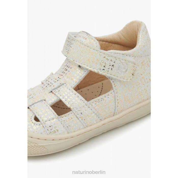 de Naturino Kinder bede Halboffene Sandalen aus laminiertem Leder Weiss 822X350