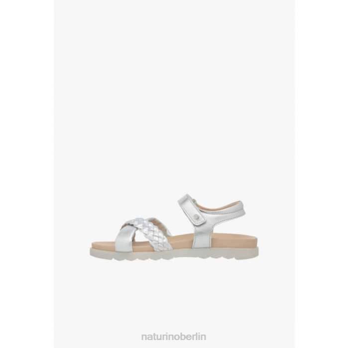 de Naturino Kinder rostrot Sandalen aus Metallic-Leder Silber 822X550
