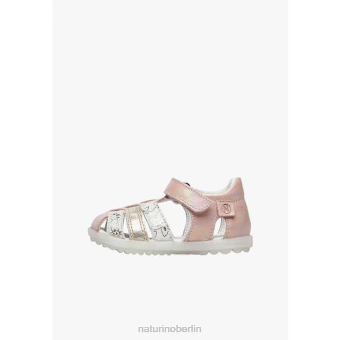 de Naturino Kinder sehen Halbgeschlossene Sandalen aus Metallic-Leder Rosa-Platin 822X249