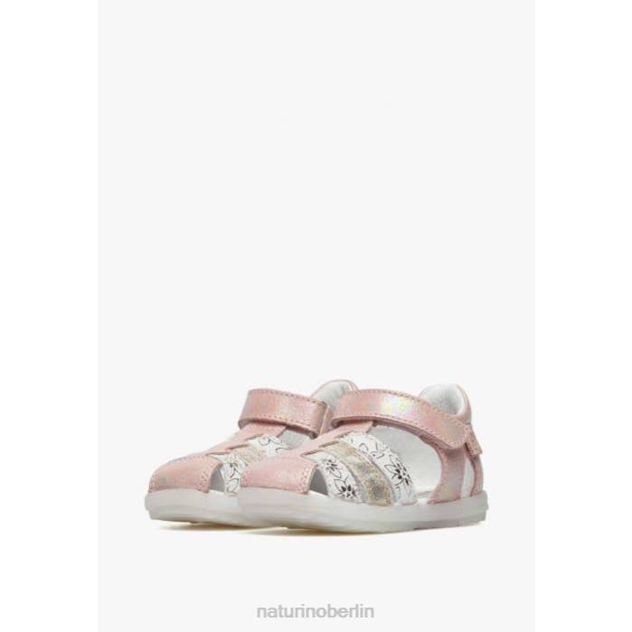 de Naturino Kinder sehen Halbgeschlossene Sandalen aus Metallic-Leder Rosa-Platin 822X249