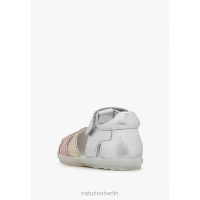 de Naturino Kinder sehen Halbgeschlossene Sandalen aus Metallic-Leder Silber-Platin 822X329