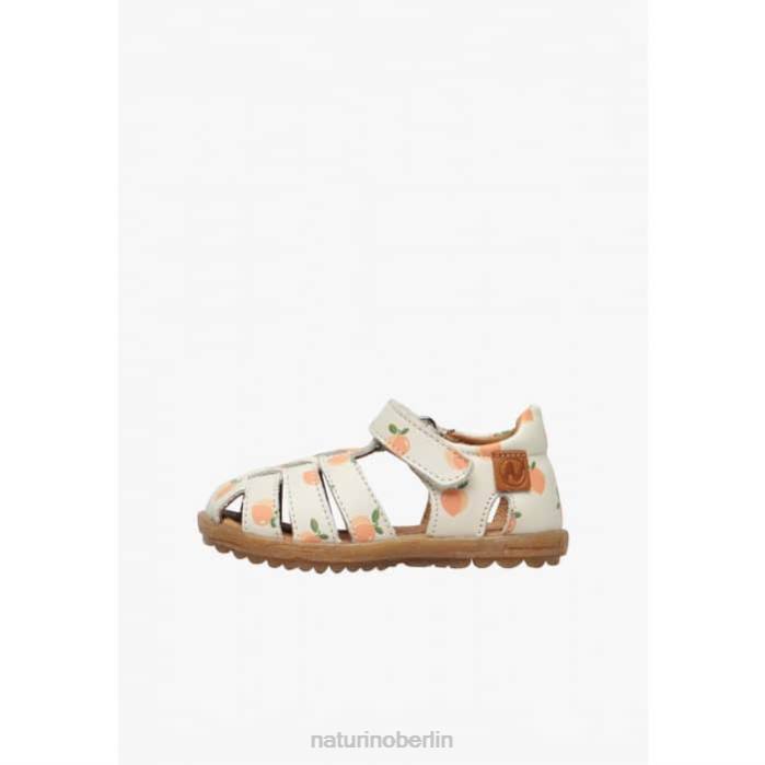 de Naturino Kinder sehen Ledersandalen mit Aprikosen-Print Creme 822X303
