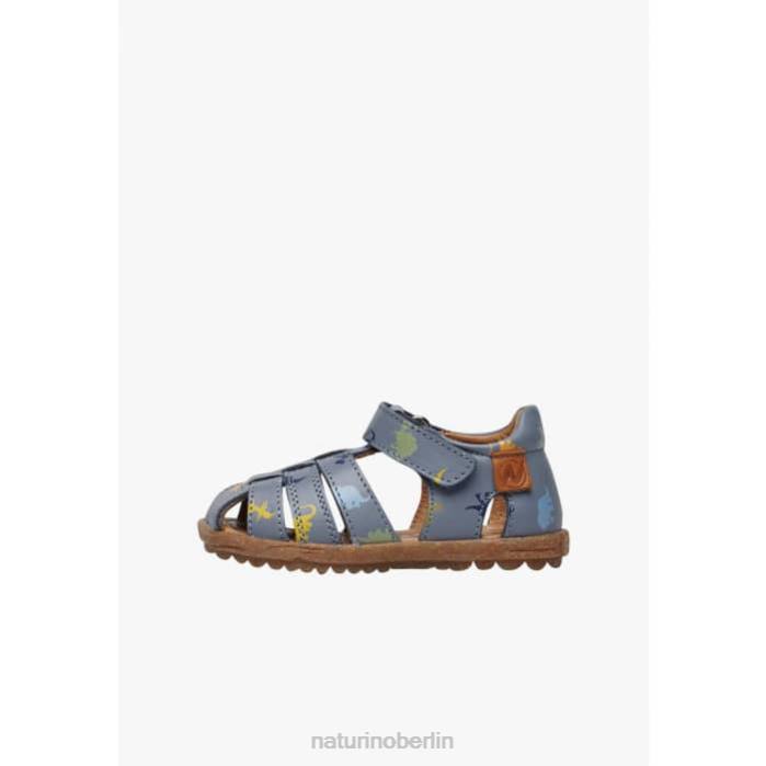 de Naturino Kinder sehen Ledersandalen mit Dinosaurier-Print Himmelblau 822X319