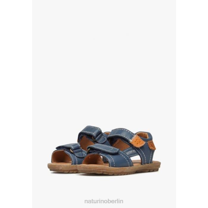 de Naturino Kinder taror Sandalen aus Nappaleder blau-orange 822X236