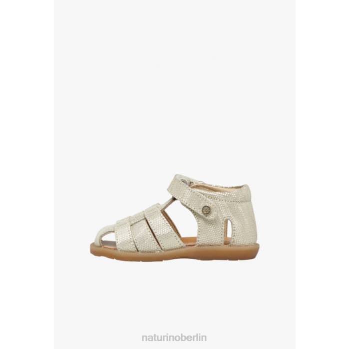 de Naturino Kinder zaffiro halboffene Sandalen aus laminiertem Wildleder Platin 822X331