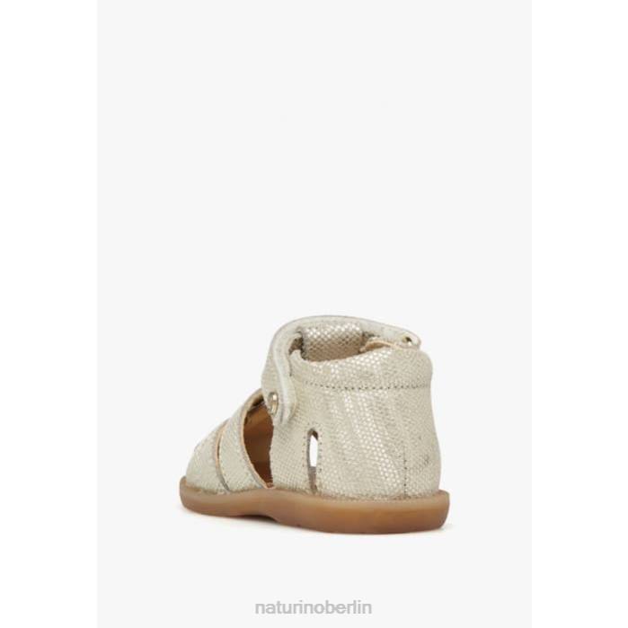 de Naturino Kinder zaffiro halboffene Sandalen aus laminiertem Wildleder Platin 822X331