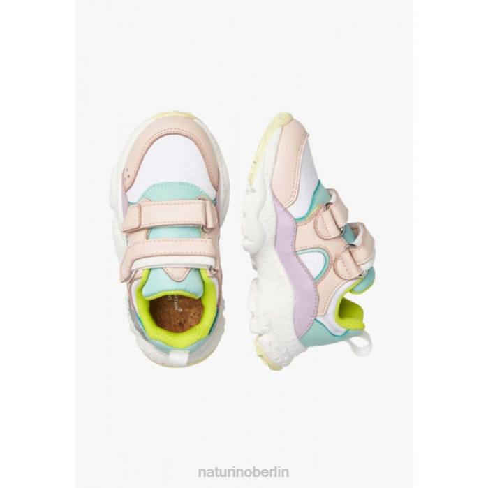 de Naturino Kinder Akio Junior vl. Sneakers aus Kunstleder und technischem Stoff rosa-lila-türkis 822X44