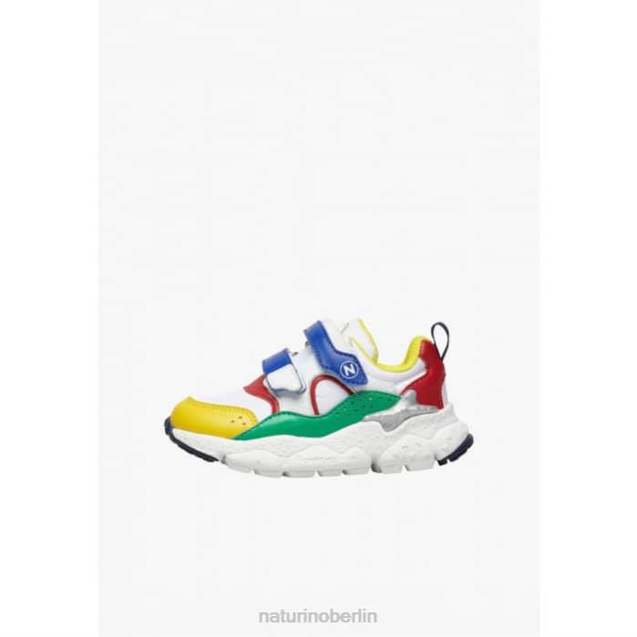 de Naturino Kinder Akio Junior vl. Sneakers aus Kunstleder und technischem Stoff weiß-blau-rot 822X45