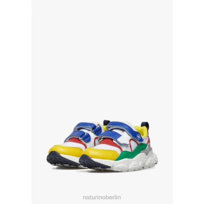 de Naturino Kinder Akio Junior vl. Sneakers aus Kunstleder und technischem Stoff weiß-blau-rot 822X45
