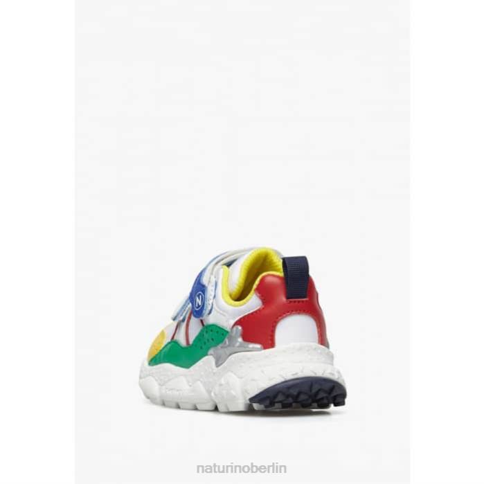 de Naturino Kinder Akio Junior vl. Sneakers aus Kunstleder und technischem Stoff weiß-blau-rot 822X45