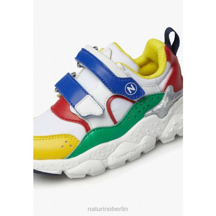 de Naturino Kinder Akio Junior vl. Sneakers aus Kunstleder und technischem Stoff weiß-blau-rot 822X45