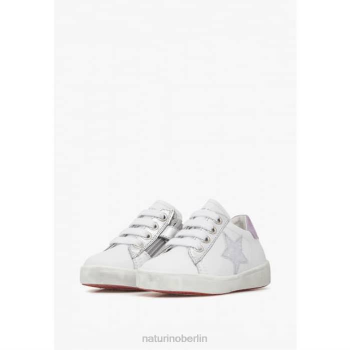 de Naturino Kinder Annie Zip Ledersneaker mit Sternaufnäher weiß-lila 822X392