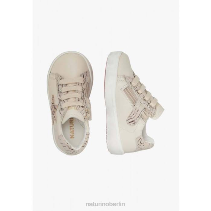 de Naturino Kinder Annie Zip Sneakers aus Leder und Wildleder mit Sternaufnäher Beige 822X484