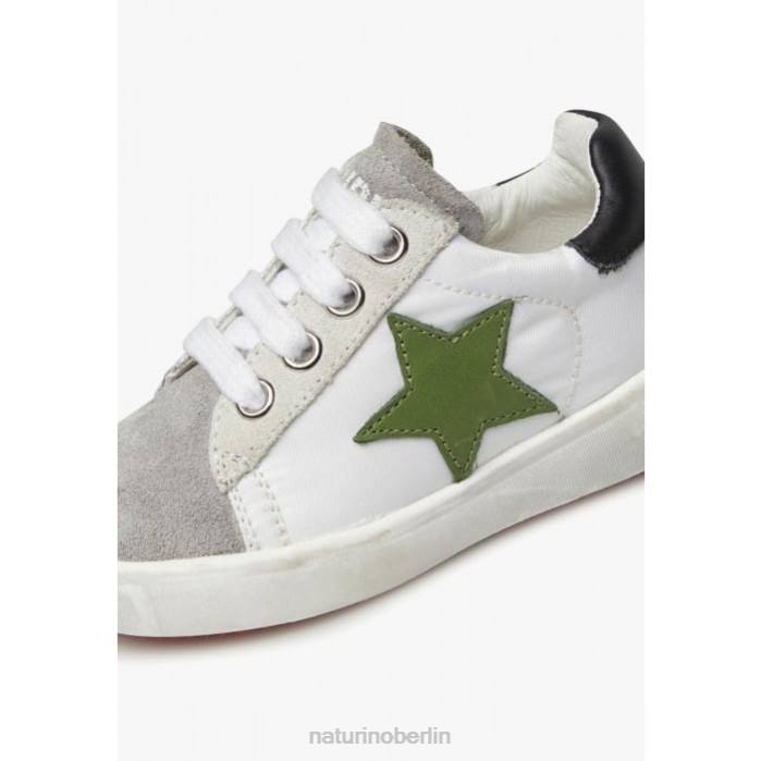 de Naturino Kinder Annie Zip Sneakers aus Leder und Wildleder mit Sternaufnäher weiß grau 822X365