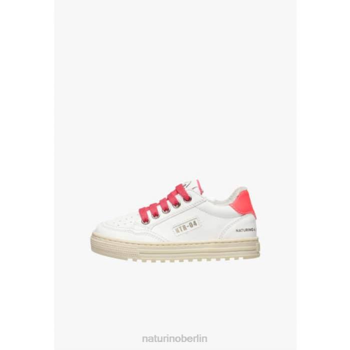 de Naturino Kinder Ariton Hybrid-Reißverschluss. Sneakers aus pflanzlichem Leder und Bio-Baumwolle weiß-fuchsia 822X367