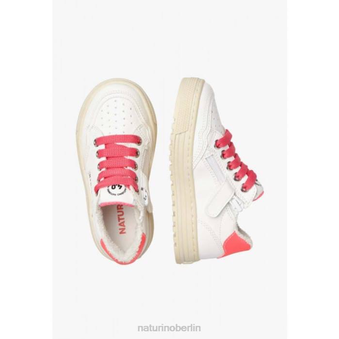 de Naturino Kinder Ariton Hybrid-Reißverschluss. Sneakers aus pflanzlichem Leder und Bio-Baumwolle weiß-fuchsia 822X367