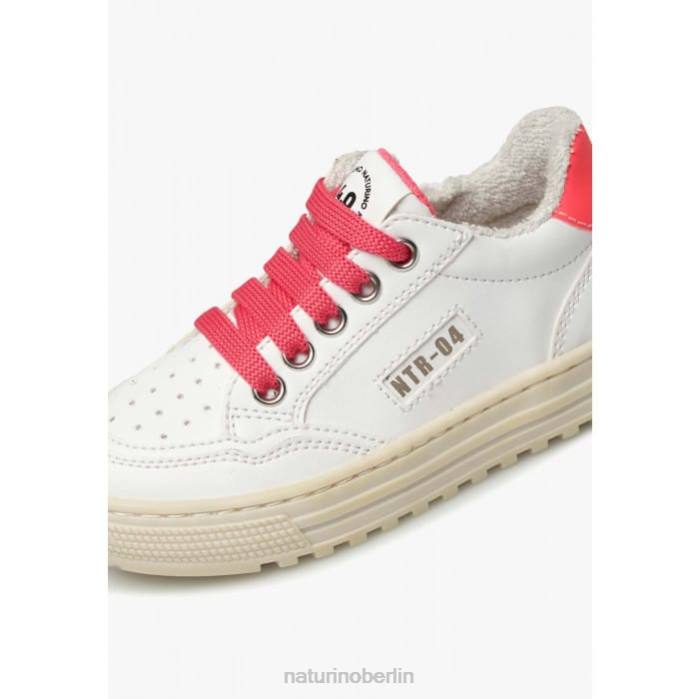 de Naturino Kinder Ariton Hybrid-Reißverschluss. Sneakers aus pflanzlichem Leder und Bio-Baumwolle weiß-fuchsia 822X367