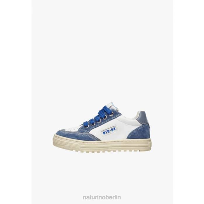 de Naturino Kinder Ariton-Reißverschluss. Sneakers aus Leder und Wildleder weiß Blau 822X497